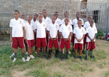 The year 7 boys in their new sports clothes