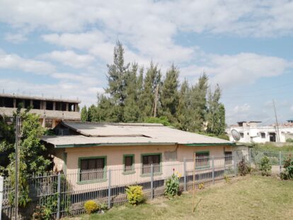 The new school building next to the school playground