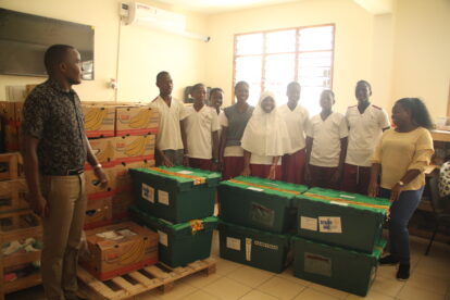 The trade aid boxes ready to be opened in Kenya