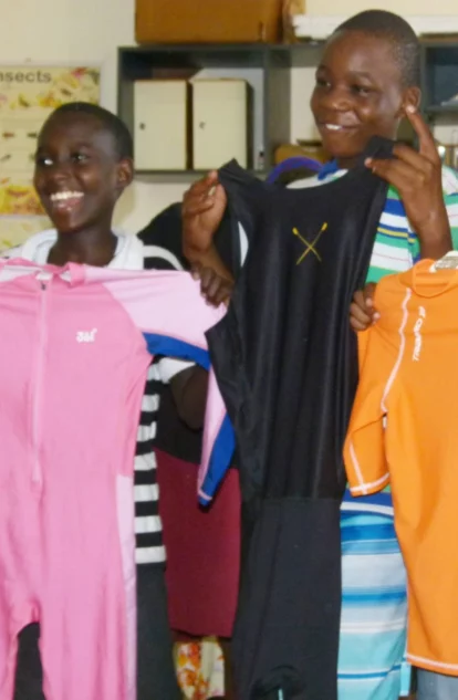 Choosing their costumes at the market