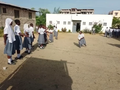 Children exercising in their playground