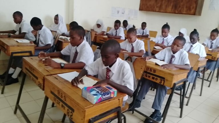 Children sitting at their desks