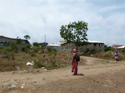 The plot of land and the road at the frontage