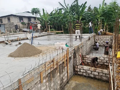 Very deep foundations as the school is designed to be three stories high